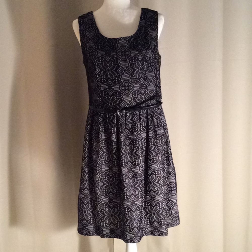 Simple, yet elegant black lace tan dress